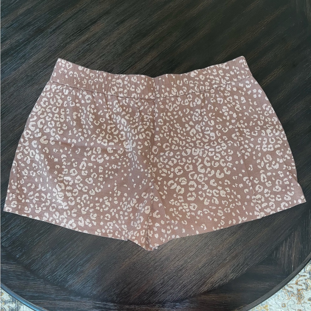 a new day Brown White Cheetah Print Linen Shorts XXL - Picture 2 of 3